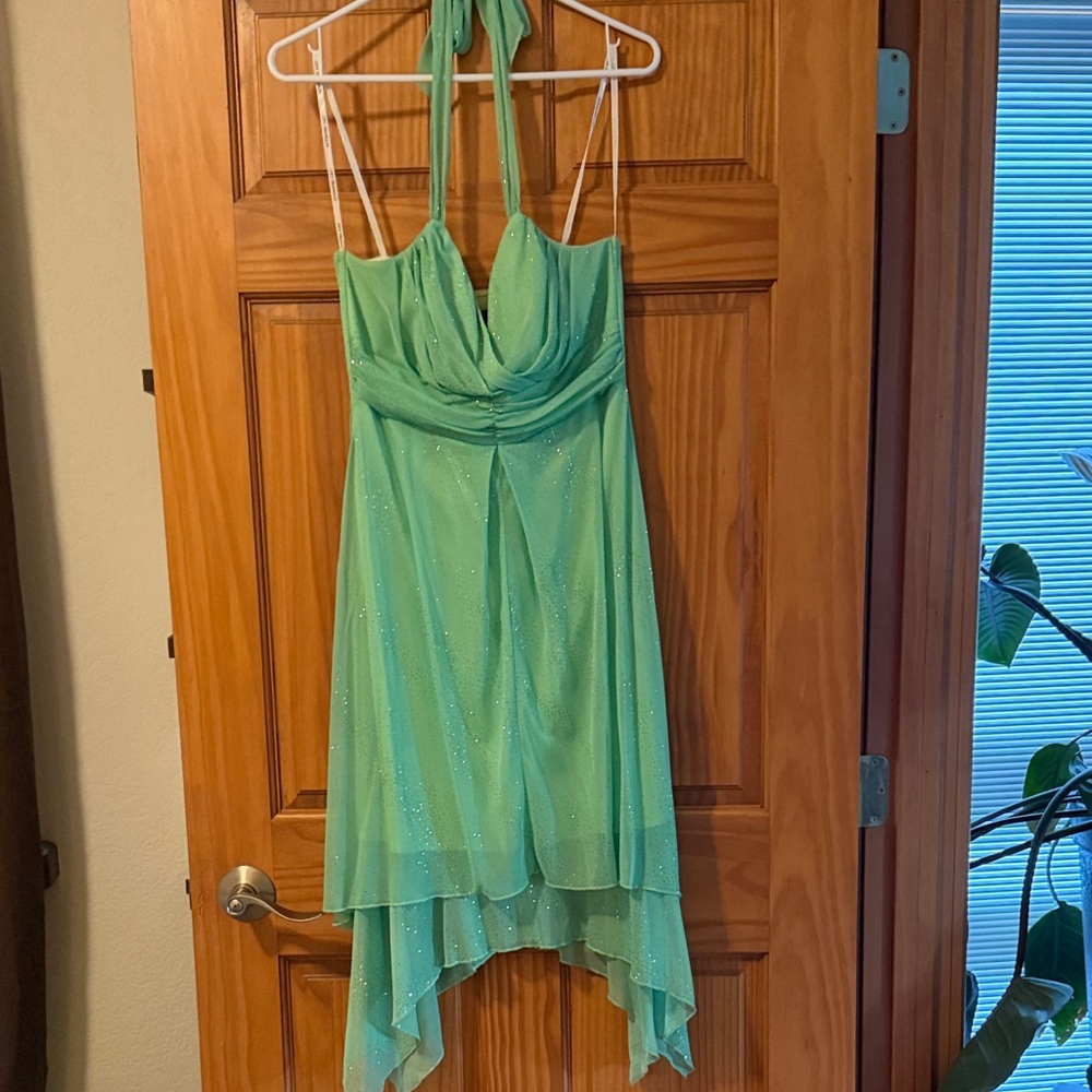 City Triangles Green Halter Mini Dress
